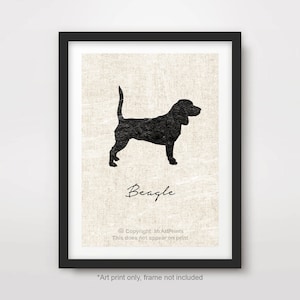 Beagle ART PRINT Dog Breed Silhouette Portrait Poster Wall Picture Home Decor Pet Owner Gift A4 A3 A2 (10 Sizes)