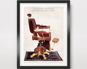 Victorian BARBER Chair ART PRINT Poster Mens Barbershop Wall Picture Hair Haircut Illustration Business Vintage Antique Old Decor A4 A3 A2