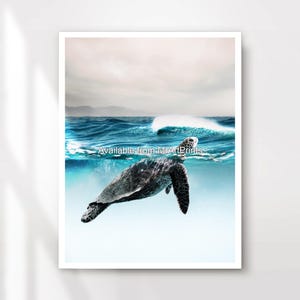 Unterwasser Schildkröte Sealife Art Wandbild Poster Druck Ozean Oceanic Marine Unterwasser-Dekor A4 A3 A2 A1 groß gedruckt jede Größe