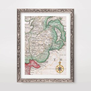 ABAJO Irlanda del Norte Mapa ART IMPRIMIR Vintage Antiguo Condado irlandés Pared Imagen Cartel Home Decor A4 A3 A2 (10 tallas)