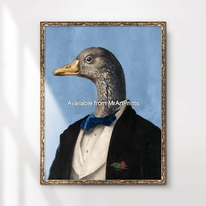 Duck Painting Art Print Poster Wall Picture Funny Quirky Dressed Up Animal Portrait A4 A3 A2 A1 Small to Big Extra Large PRINTED ANY SIZE