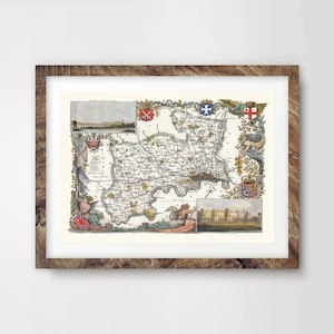 MIDDLESEX County Map ART PRINT British Britain Uk Antique Vintage Historical Wall Picture Poster Home Decor A4 A3 A2 (10 Tailles)