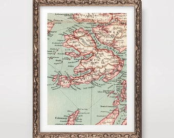 Isle Of MULL Local County MAP Chart Art PRINT 20th Century Scotland Scottish Vintage Antique Poster Picture A4 A3 A2 8x10 12x16 16x20 inch