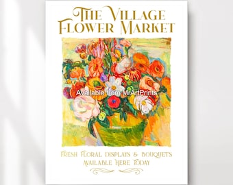 Floral Art Print: Colorful Flower Market Bouquet Painting
