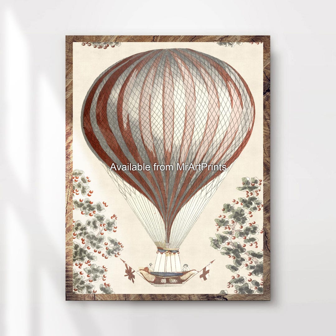 Vintage Hot Air Balloon Print | Steampunk Illustration Wall Art - Etsy