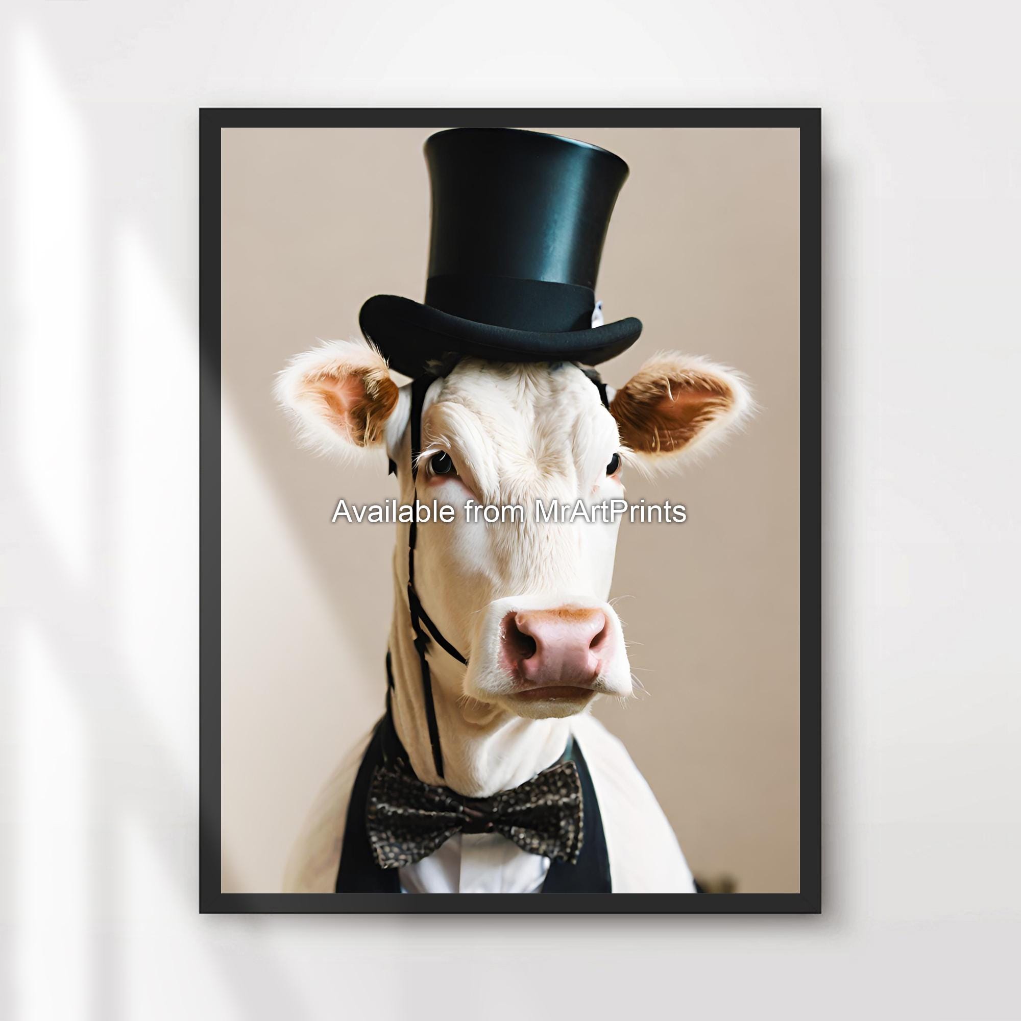 Cow in Top Hat Art Print | Funny Victorian Animal Poster - Etsy