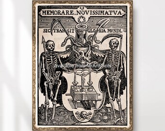 Medieval Skeleton Art Print: Creepy Gothic Home Decor
