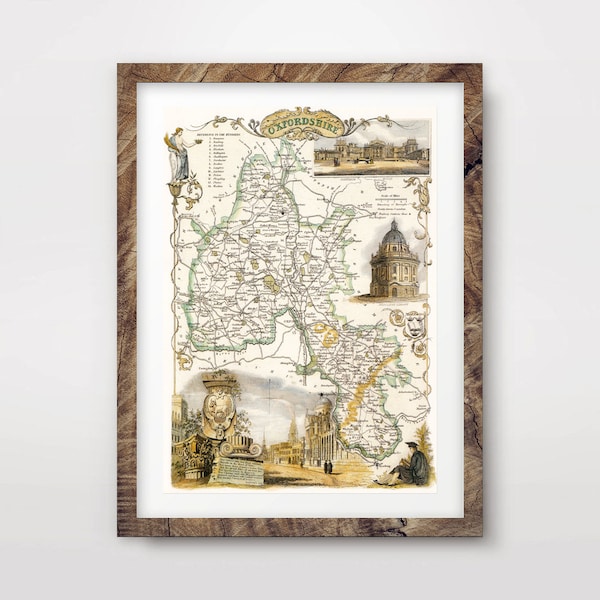 OXFORDSHIRE Oxford County Map ART PRINT British Britain Uk Antique Vintage Historical Wall Picture Poster Home Decor A4 A3 A2 (10 Sizes)