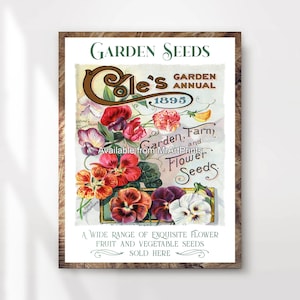 Gardening Flower Seeds Vintage Advertising Art Print Poster Wall Picture Antique Style Illustrated Floral Decor A4 A3 A2 A1 PRINTED ANY SIZE