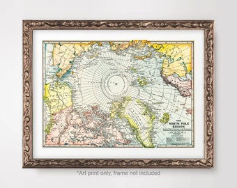 スタンフォードによる 1904 年の古い北極地図 - 北極圏、氷冠、海洋の