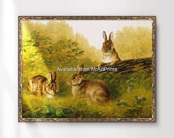 Quadro de coelhos selvagens para parede |
