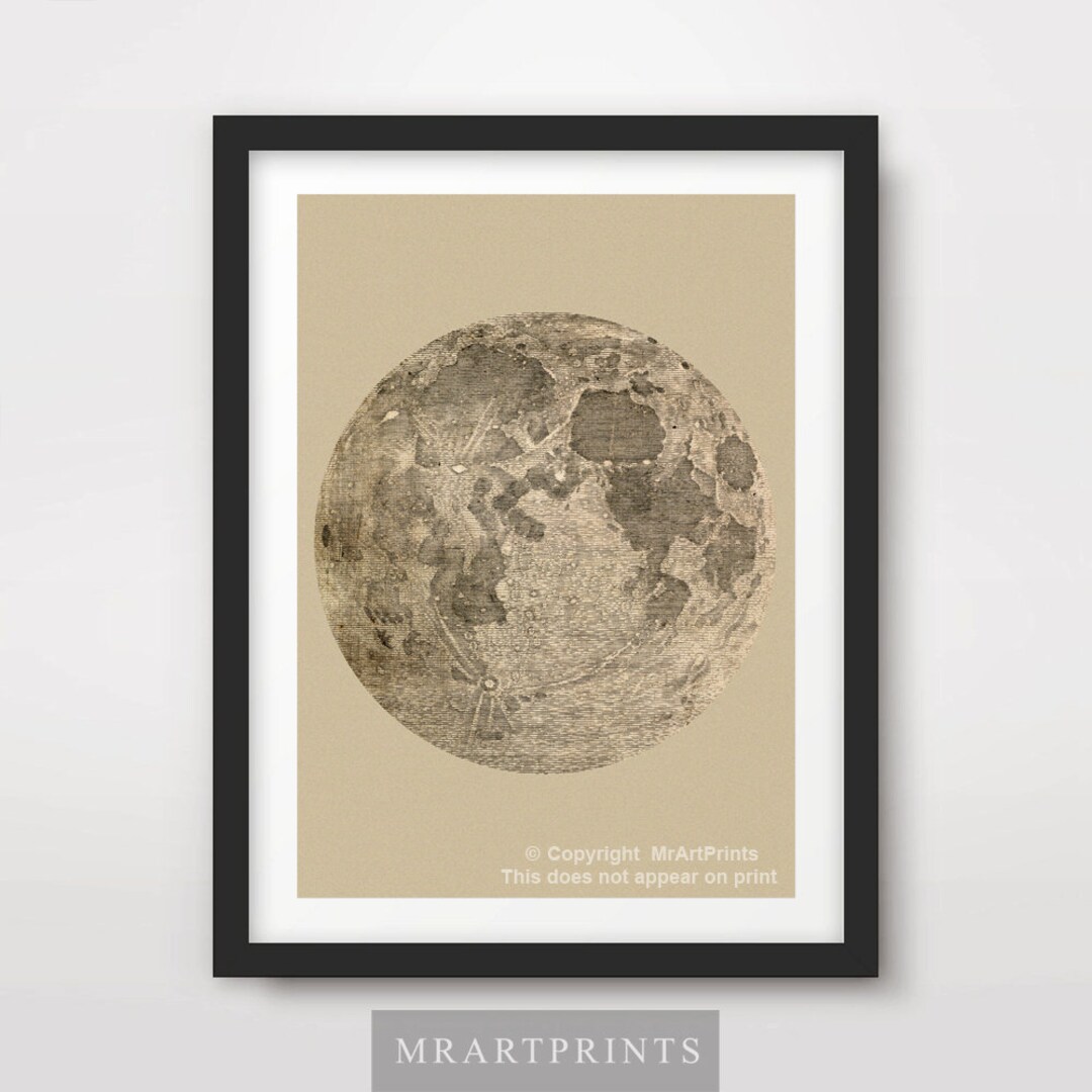 MOON Sepia ART PRINT Celestial Outer Space Lunar Poster Wall Picture ...
