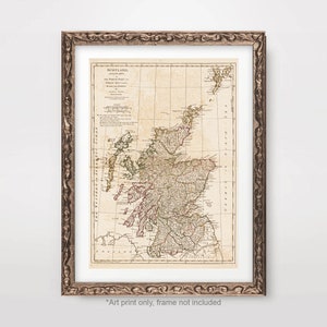 ECOSSE Carte Écossaise Graphique Art PRINT vintage Antique Poster Wall Picture A4 A3 A2 8x10 12x16 16x20 pouces