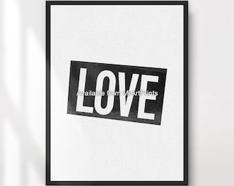 Love Graphic Print | Minimalist Black and White Wall Art