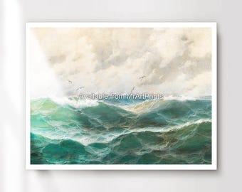 Stürmische Meereswellen Kunstdruck, Küstenwanddekor