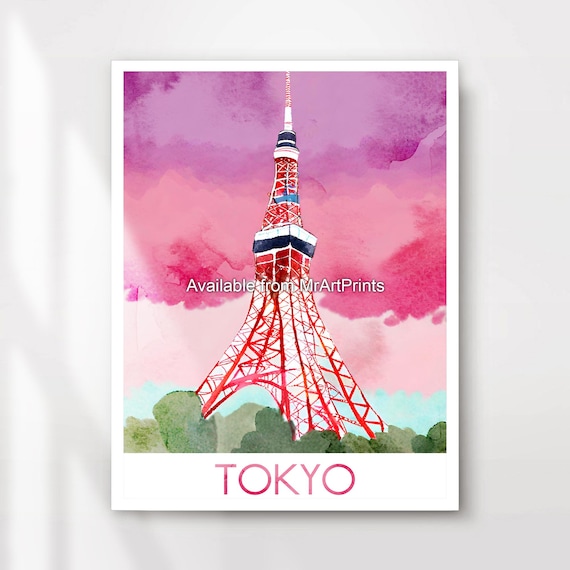 東京タワーのアートプリント、日本のイラスト、日本の壁飾り - Etsy 日本