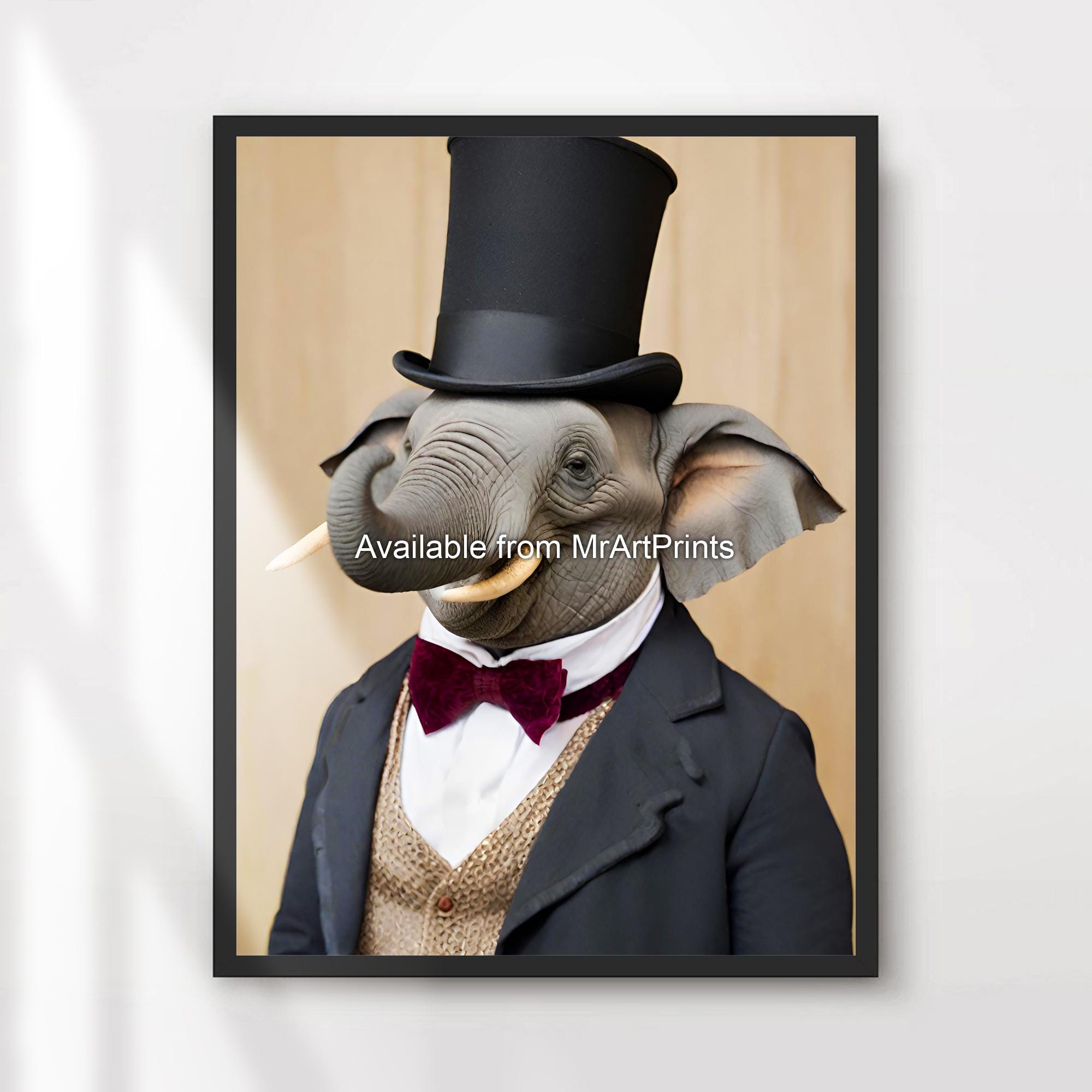 Elephant in Suit Art Print | Funny Victorian Animal Poster - Etsy