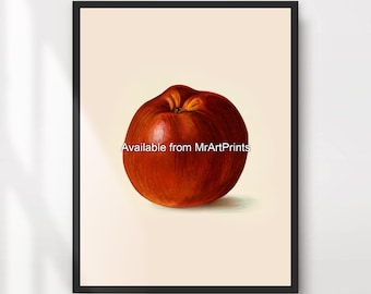 Impression d'art cuisine pomme rouge, affiche d'aliments frais