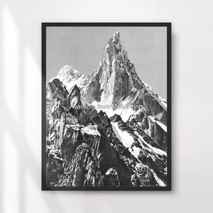 Mountains Black and White Art Print Poster Wall Picture Stylish Monochrome Snow Ice Landscape Design Grey Decor A4 A3 A2 A1 PRINTED ANY SIZE