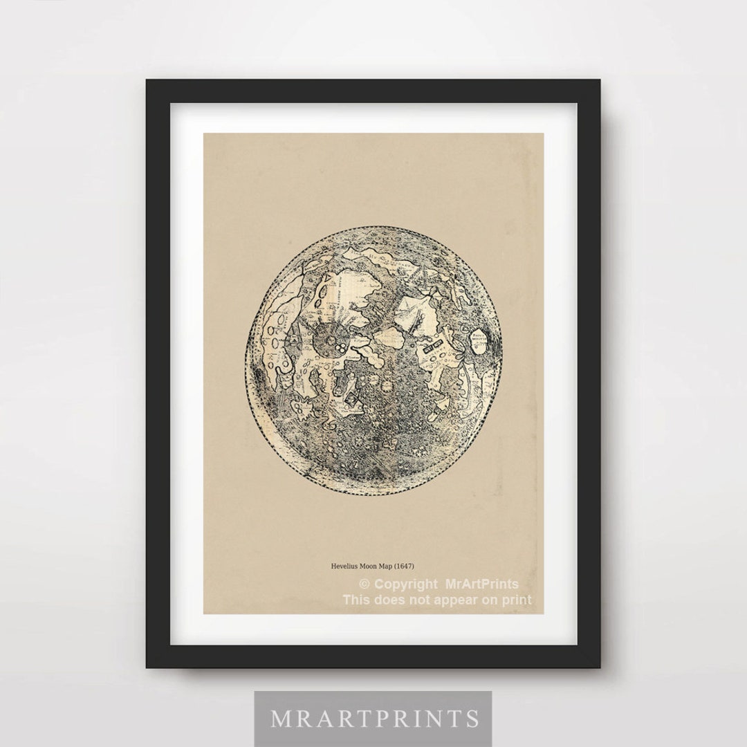 MOON Sepia ART PRINT Celestial Outer Space Lunar Poster Wall Picture ...