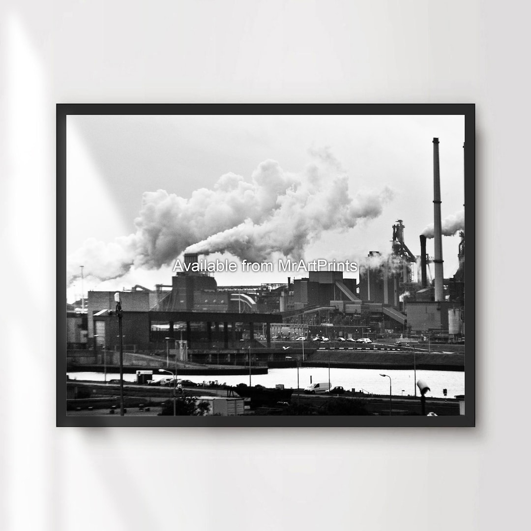 Black and White Factory Print | Industrial Landscape Wall Art - Etsy