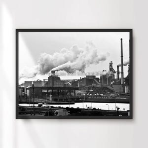 Black White Factory Landscape Mechanical Industrial Style Decor Art Print Poster Wall Picture A4 A3 A2 A1 Small Big Large PRINTED ANY SIZE