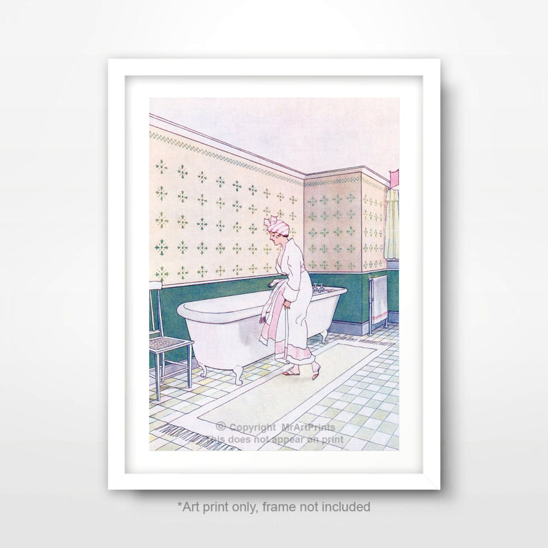 Vintage Illustration BATHROOM ART PRINT Poster Wall Picture Home Decor ...