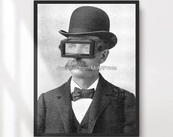 Steampunk-porträttkonsttryck: Vintage viktoriansk urverksdekor