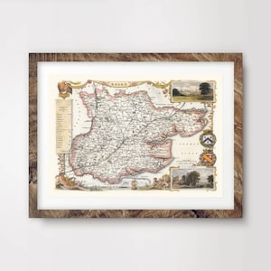 ESSEX County Map ART PRINT British Uk Antique Vintage Historical Wall Picture Poster Home Decor A4 A3 A2 (10 Tailles)