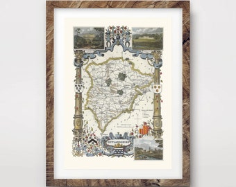 RUTLAND County Map ART PRINT British Britain Uk Antique Vintage Historical Wall Picture Poster Home Decor A4 A3 A2 (10 Sizes)