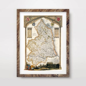 Impression d'art de la carte du comté de NORTHUMBERLAND Grande-Bretagne britannique, affiche ancienne vintage, photo murale historique, décoration d'intérieur A4 A3 A2 (10 tailles)
