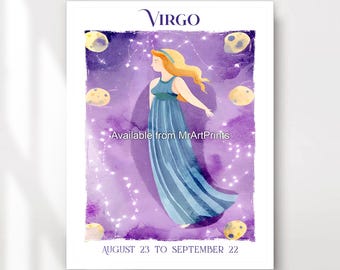 Virgo Zodiac Art Print: Celestial Galaxy Wall Decor