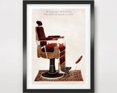 Victorian BARBER Chair ART PRINT Poster Mens Barbershop Wall Picture Hair Haircut Illustration Business Vintage Antique Old Decor A4 A3 A2