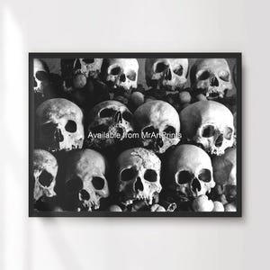 Skulls Black and White Art Print Poster Wall Picture Occult Gothic Creepy Dark Aesthetic Home Decor A4 A3 A2 A1 small big PRINTED ANY SIZE