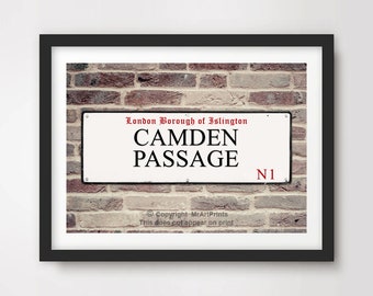 CAMDEN PASSAGE Art PRINT Famous Street London Road Sign Poster Wall Picture Home Decor A4 A3 A2 (10 Sizes)