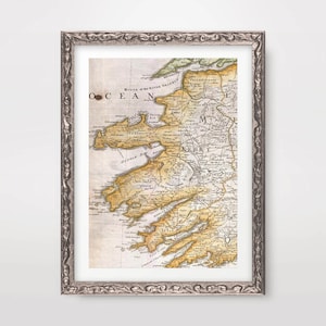 KERRY Landkarte KUNSTDRUCK Irland Vintage Antique Irish County Wandbild Poster Home Dekor A4 A3 A2 (10 Größen)