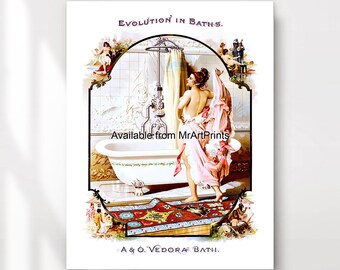 Victorian Bathroom Art Print: Vintage Bath Advert Poster