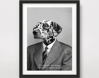 Dalmatian Dog ART PRINT Breed Quirky Funny Head Portrait Human Body Poster Wall Picture Home Decor Pet Owner Gift A4 A3 A2 (10 Sizes)