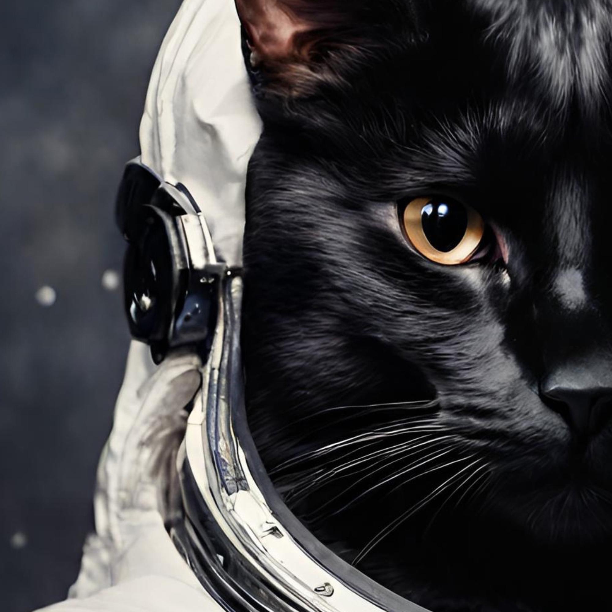 Black Cat Astronaut Art Print | Quirky Space Animal Portrait - Etsy