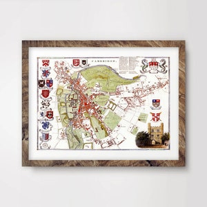 CAMBRIDGE Mapa de la ciudad Arte IMPRIMIR Vintage British Britain Uk Antique Historical Wall Picture Poster Home Decor A4 A3 A2 (10 tamaños)