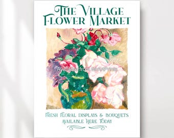 Flower Market Art Print | Vintage Floral Bouquet Poster