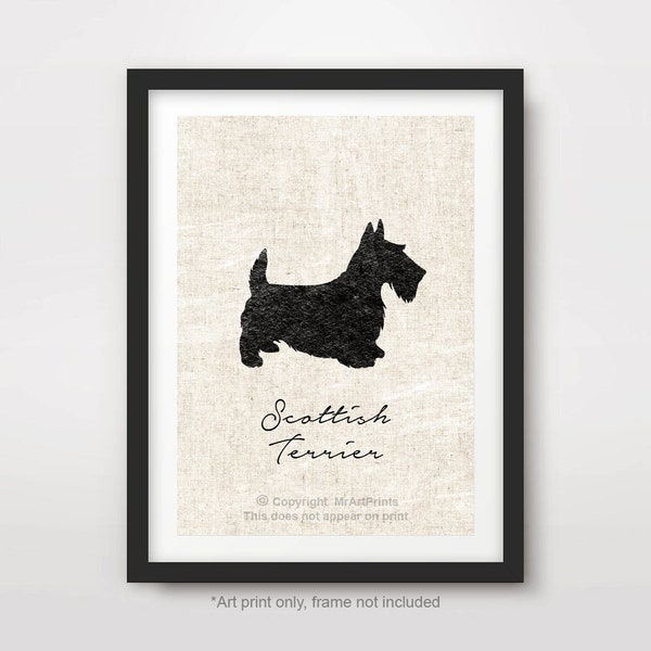 Scottish Terrier ART PRINT Dog Breed Silhouette Portrait Poster Image Home Decor Pet Owner Gift A4 A3 A2 (10 Tailles)