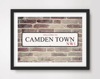 CAMDEN Town London ART PRINT NW1 Postcode Street Road Sign District Borough Poster Wall Picture Home Decor A4 A3 A2 (10 Sizes)