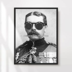 Steampunk Portrait Art Print Wall Picture Poster Vintage Mechanical Victorian Clockwork Black and White Decor A4 A3 A2 A1 PRINTED ANY SIZE