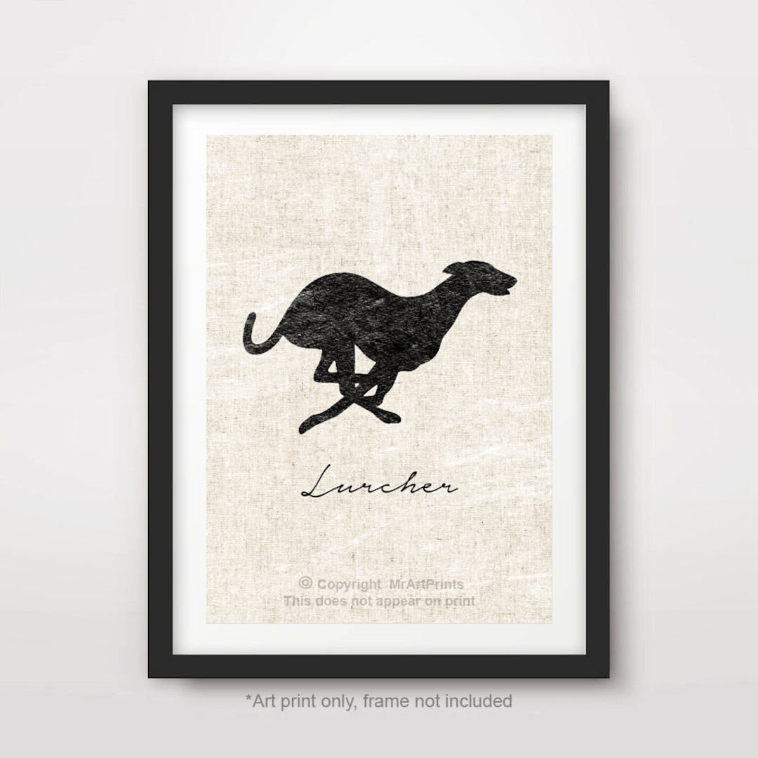 Lurcher ART PRINT Dog Breed Silhouette Portrait Poster Wall Etsy