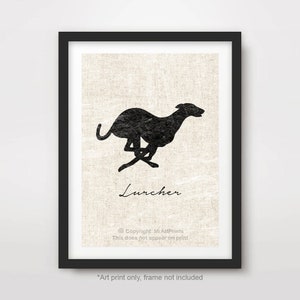 Lurcher ART PRINT Dog Breed Silhouette Portrait Poster Wall Picture Home Decor Pet Owner Gift A4 A3 A2 (10 Sizes)