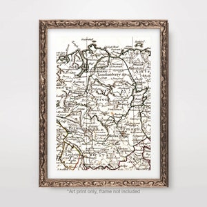 County TYRONE Irish Map Chart ART PRINT Northern Ireland Vintage Antique Poster Wall Picture Decor A4 A3 A2 8x10 12x16 16x20 inch