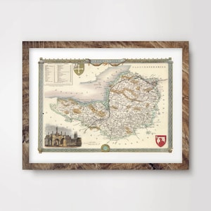 SOMERSET County Map ART PRINT British Britain Uk Antique vintage Historical Wall Picture Poster Home Decor A4 A3 A2 (10 Tailles)
