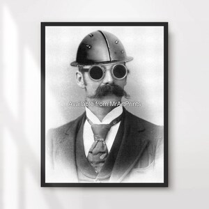 Steampunk Portrait Art Print Wall Picture Poster Vintage Mechanical Victorian Clockwork Black and White Decor A4 A3 A2 A1 PRINTED ANY SIZE