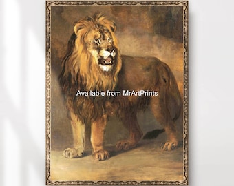 Lion Painting Art Print, Wildlife Safari Home Decor